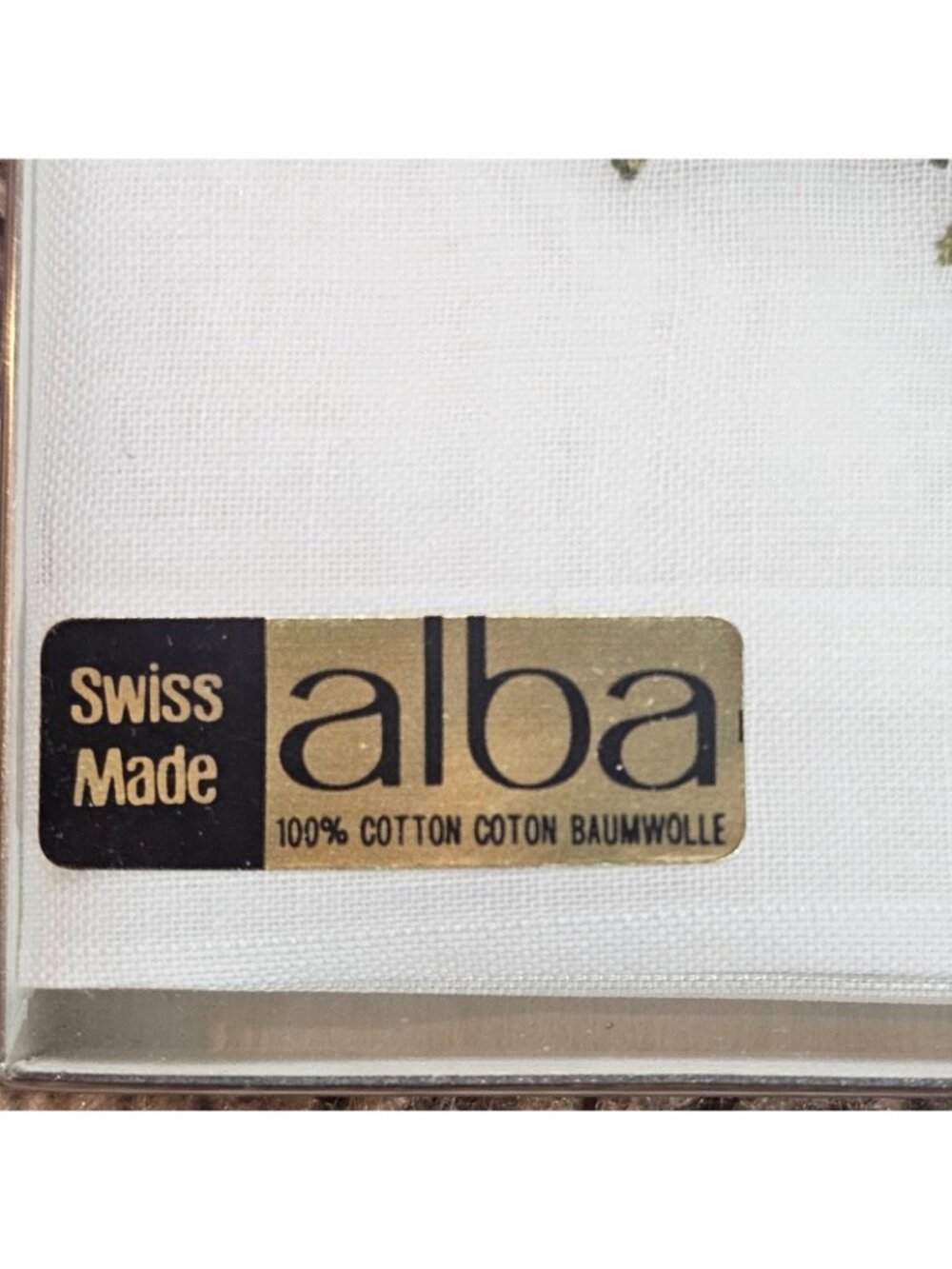 Vintage Alba Swiss Handkerchief Pink Rose Embroidery 11x11 100% Cotton NWT - Picture 2 of 9